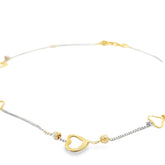 14k Two Tone Heart Anklet Bracelet 2.3 gram